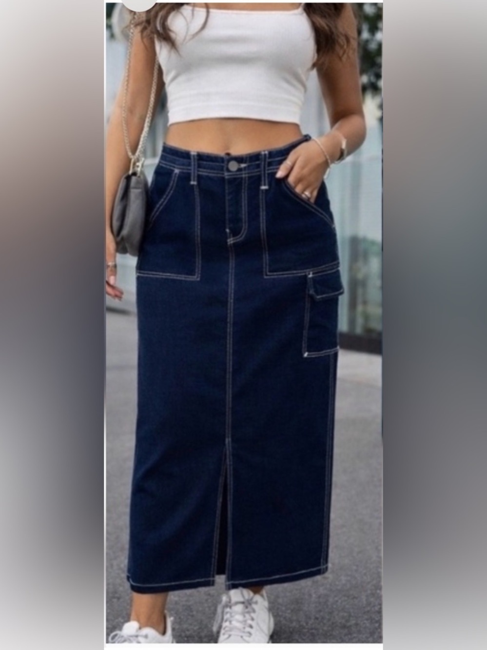 True Religion new Denim Maxi Cargo Skirt 29 Y2K fall  edgy chic